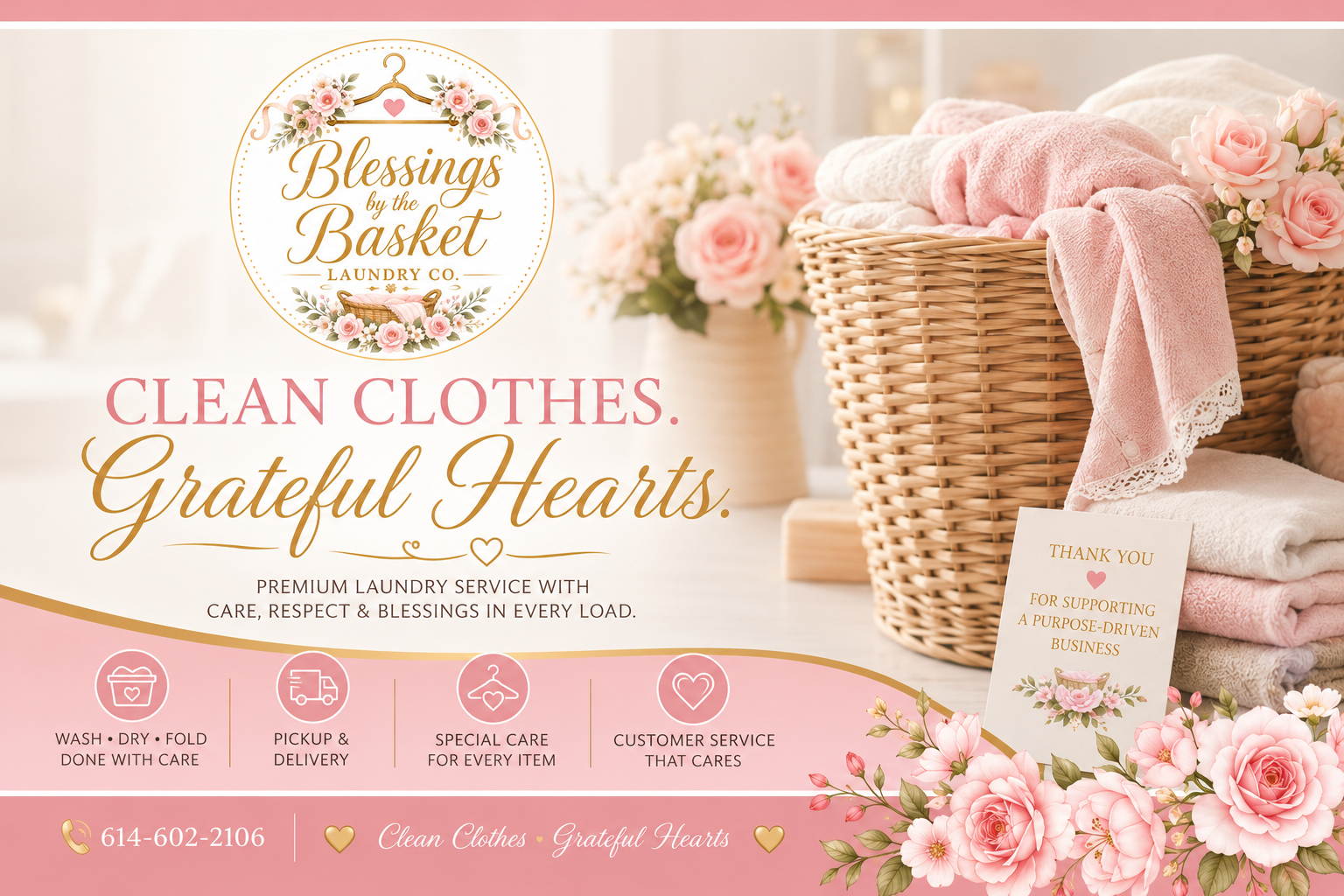 Blessings by the Basket Laundry Co. — Clean Clothes. Grateful Hearts. Premium laundry service.
